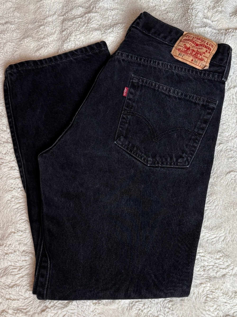 Levi’s 501 Original Fit Black Jeans W36 L29 Classic Button Fly Denim EUC